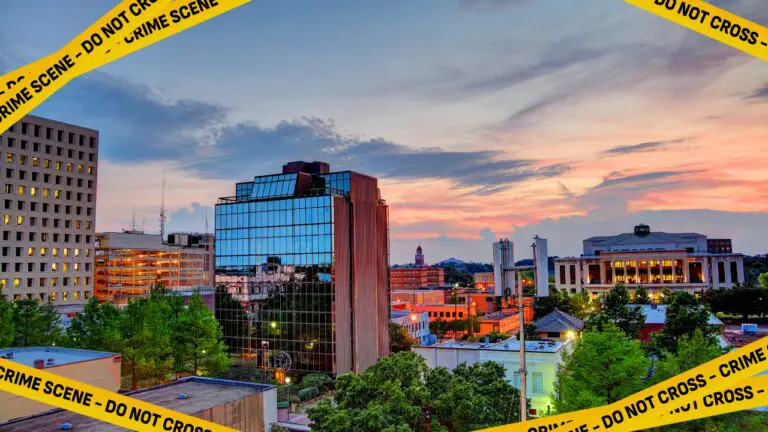 lafayette city drone view with crime scene tape over it