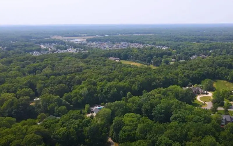 Granger area in Indiana surrounded by trees