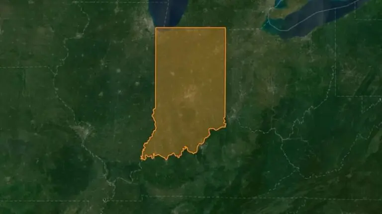 Map Highlighting Indiana’s Largest Cities by Population, with The State Boundary Clearly Outlined